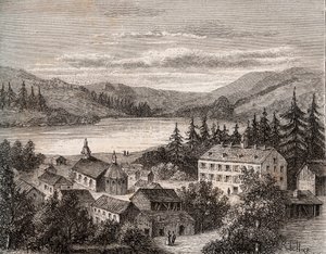 Lac de Gerardmer - Elsass Champagne Ardenne Lothringen - Gravur in „La France illustree: Geographie, Geschichte, statistische Verwaltung“ von V.A. Malt-Brown. 1884