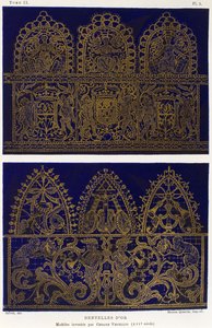 Spitzenmuster in Gold, von Cesare Vecellio (1521-1601), Stich aus Dictionnaire de l