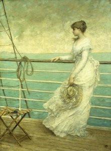 Dame auf dem Deck eines Schiffes