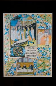 Letzte Riten - Totenamt - Beerdigung, Pergamentseite aus einem Stundenbuch, Nordfrankreich, um 1480 von French School
