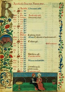 April; Zwei Liebende sitzen im Freien, von Robinet Testard, aus den Stunden von Charles von Angouleme von French School