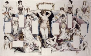 Layout-Illustrationen für einen Artikel über Damenunterwäsche, aus La Vie Parisienne, ca. 1870