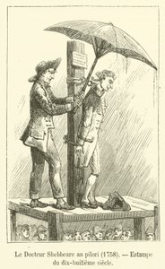 Dr. Shebbeare am Pranger, 1758, Stich aus dem achtzehnten Jahrhundert von French School