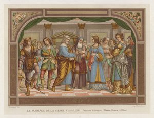Die Hochzeit der Jungfrau, nach Luini, Freskenmalerei, Brera-Museum, Mailand von French School