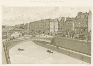 Die Petit-Pont und der Platz der Petit-Pont, 1880 von French School