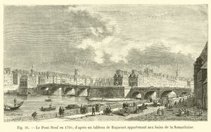 Pont-Neuf im Jahr 1760, nach einem Gemälde von Raguenet, im Besitz der Bäder von Samaritaine