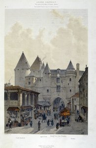 Le grand Chatelet par la rue St Denis im Jahr 1800 - in „Paris durch die Jahrhunderte: der Tempel und die Rue Royale“, spätes 19. Jahrhundert von French School