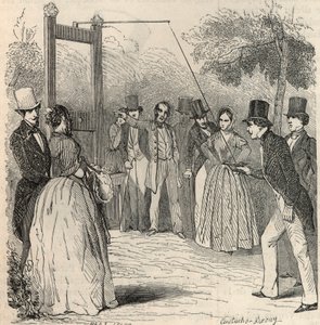 Das Taubenspiel im Jardin Mabille in Paris im 19. Jahrhundert - Gravur in „Tableau-de-Paris“ von Edmond Texier 1852