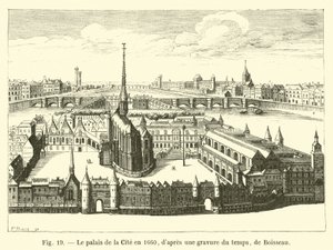 Der Palast der Stadt im Jahr 1660, nach einem zeitgenössischen Stich von Boisseau von French School