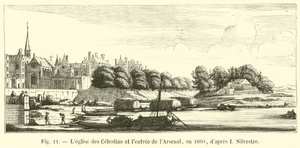 Kirche der Celestins und der Eingang zum Arsenal im Jahr 1660, nach I. Silvestre