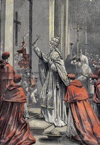 Leo XIII öffnet die Tür des Jubiläums in St. Peter im Vatikan am 24. Dezember 1899