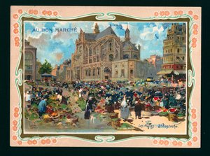 Les Halles und die Kirche St. Eustache, Paris von French School