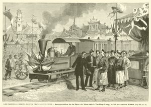 Die ersten französischen Eisenbahnen in China (Gravur)