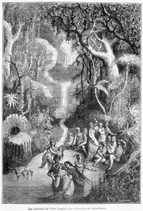 Die Bewohner der Venus vorgestellt von Henri Bernardin de Saint Pierre (Saint-Pierre oder St-Pierre), französischer Schriftsteller (1737-1814) - in „Die Länder des Himmels“ von Camille Flammarion, ed. Marpon & Flammarion, Paris