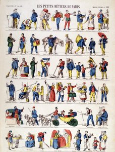 Les petits métiers de Paris, Bild von Epinal aus dem 19. Jahrhundert (Gravur)