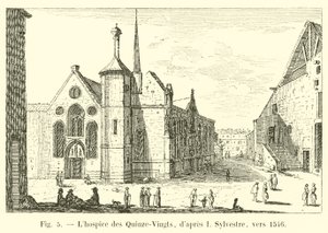 Das Hospiz der Quinze-Vingts, nach I. Sylvestre, um 1546 von French School