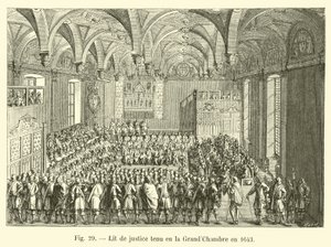 Rechtssitzung in der Großen Kammer im Jahr 1643 von French School