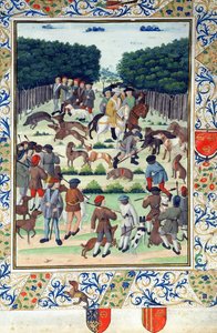 Louis Malet (1441-1516) Seigneur de Graville, auf Wildschweinjagd, aus dem Terrier de Marcoussis, nach 1493 von French School
