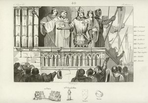 Ludwig VII. von Frankreich sammelt Unterstützung für den Zweiten Kreuzzug, ca. 1147 von French School