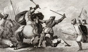 Ludwig VI. (1081-1137) der Große kämpft gegen die Engländer in der Schlacht von Brenneville, aus 