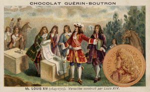 Ludwig XIV. von Frankreich überwacht den Bau des Schlosses von Versailles von French School