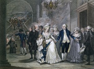Ludwig XVI. (1754-93) verabschiedet sich von seiner Familie, 20. Januar 1793, graviert von Reinier Vinkeles (1741-1816) und Daniel Vrydag (1765-1822)