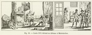 Louis XVI. diktiert seine Verteidigung an Malesherbes von French School