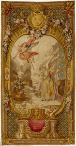 Louis XV Gobelins Tapisserie aus der Serie "Szenen aus Oper, Tragödie und Komödie", aus der zweiten Weberei von 1761-64