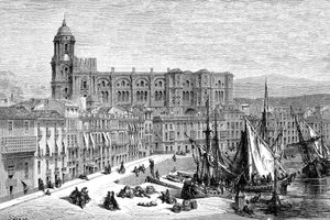 MALAGA, Spanien im Jahr 1865 - Zeichnung von Gustave Dore 1865