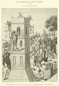 Maurer im fünfzehnten Jahrhundert (Gravur) von French School