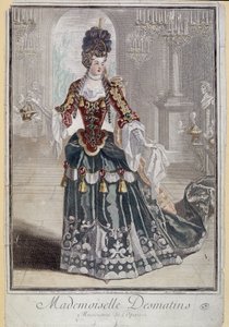Mademoiselle Desmatins, Musikerin (Sängerin) der Oper - Gravur von French School