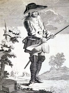 Mandrin, General der Schmuggler, bereit zu einer Aktion - Stich von French School