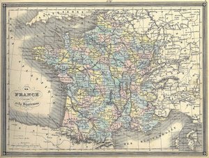 Karte von Frankreich - in „Atlas universel“ von Vuillemin, ca. 1851
