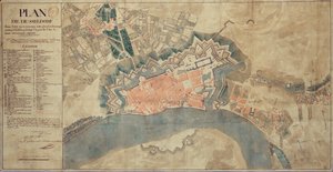 Karte der durch den Rhein verursachten Schäden, Düsseldorf, 1799 von French School