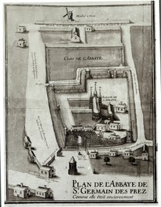 Karte der Abtei Saint-Germain-des-Prés, 1713 von French School