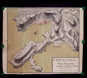 Karte der Umgebung von Villefranche im Grafen von Nizza, aufgenommen im Oktober 1748 von French School