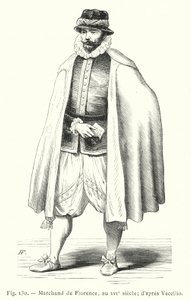Händler aus Florenz im 16. Jahrhundert; nach Vecellio (Gravur) von French School