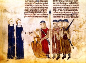 Margarete von Burgund (1290-1315), Ehefrau des französischen Königs Ludwig X., wird wegen Ehebruchs geschoren