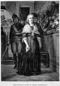 Marie Antoinette verlässt das revolutionäre Tribunal - Gravur - in „Die Geschichte Frankreichs“ von Henri Martin