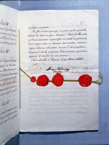Ehevertrag von Kaiser Napoleon Bonaparte (1769-1821) und Marie-Louise (1791-1847) Wien, 9. März 1810