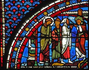 Maria-Magdalena-Fenster: Maria beim Begräbnis von Lazarus
