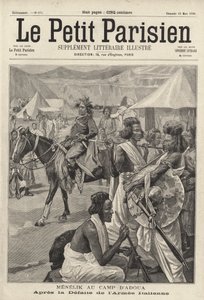 Menelik II., Kaiser von Äthiopien, im Lager von Adwa nach der Niederlage der italienischen Armee, Erster Italienisch-Äthiopischer Krieg von French School