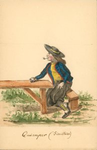 Männertracht von Quimper, Finistère (Farblithographie) von French School