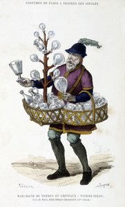 Händler von Brillen und Kristallen im 15. Jahrhundert - aus „Paris à travers les siècles“ von H. Gourdon de Kenouillac, ed. F. Roy, Paris