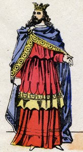 Merowingische Dynastie: Porträt von Childerich III. (714-755) König der Franken von 743 bis 751. Epinal-Bildgebung aus dem späten 19. Jahrhundert. Private Sammlung.