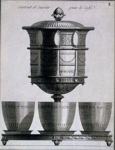 Metallarbeiten: Kaffeeset mit Löffeln und Zuckerhalter, 1780-96