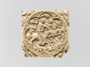 Spiegelgehäuse mit einer Falkenjagdgesellschaft, 1330-60