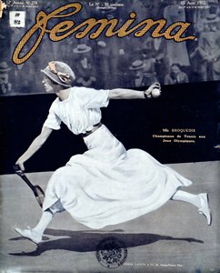 Miss Broquedis, Olympische Tennismeisterin, Titelseite von Femina, Ausgabe 278, 15. August 1912