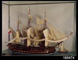 Modell des Schiffes LAchille, ein 74-Kanonen-Schiff, gebaut in Rochefort von French School