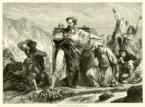 Moses zerbricht das goldene Kalb (Gravur) von French School